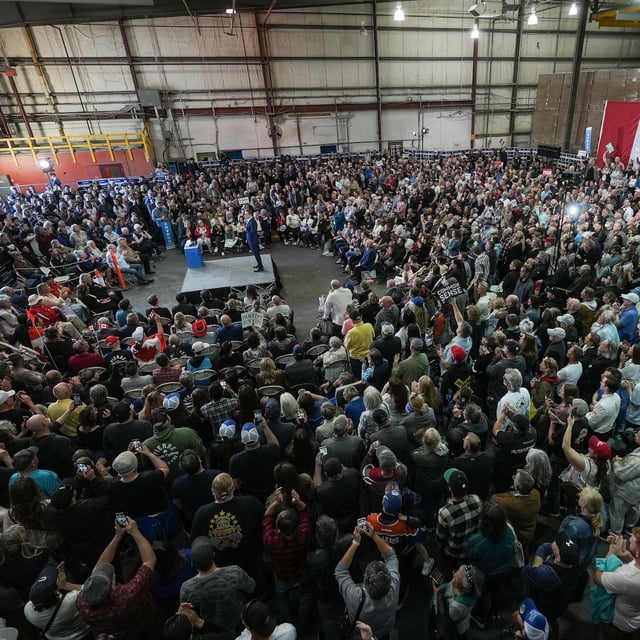 Conservative Leader Pierre Poilievre speaks during a campaign rally, in Penticton, B.C., on Saturday, April 5, 2025. THE CANADIAN PRESS/Darryl Dyck