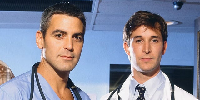 ER's George Clooney and Noah Wyle in scrubs