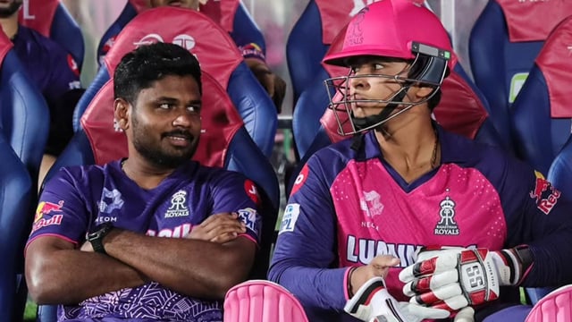 Sanju Samson and Vaibhav Suryavanshi in the RR dugout.