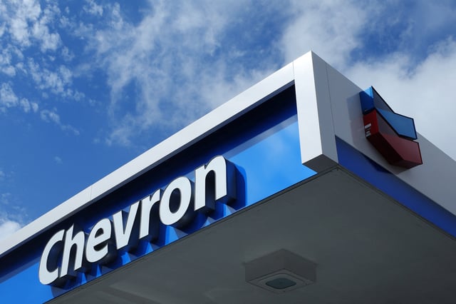 A Chevron gas station sign is seen in Austin, Texas, U.S., October 23, 2023.   REUTERS/Brian Snyder