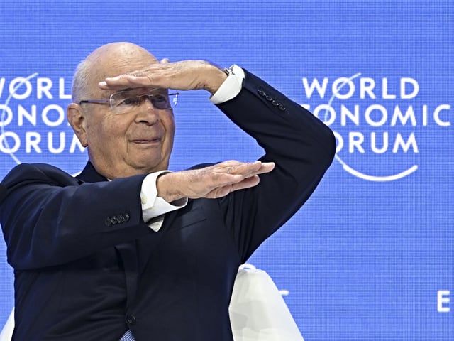 DAVOS, SWITZERLAND - JANUARY 21: Klaus Schwab, executive chairman of the World Economic Forum attends the World Economic Forum (WEF) annual meeting in Davos, Switzerland on January 21, 2025. (Photo by Halil Sagirkaya/Anadolu via Getty Images)