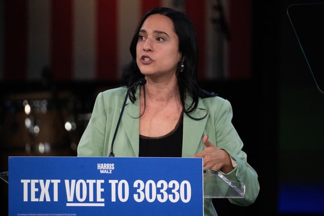 U.S. Representative candidate Yassamin Ansari speaks during Harris-Walz Campaign Rally by Arizona Democratic Party at Celebrity Theatre in Phoenix, Arizona, U.S. November 4, 2024. REUTERS/Go Nakamura/File Photo