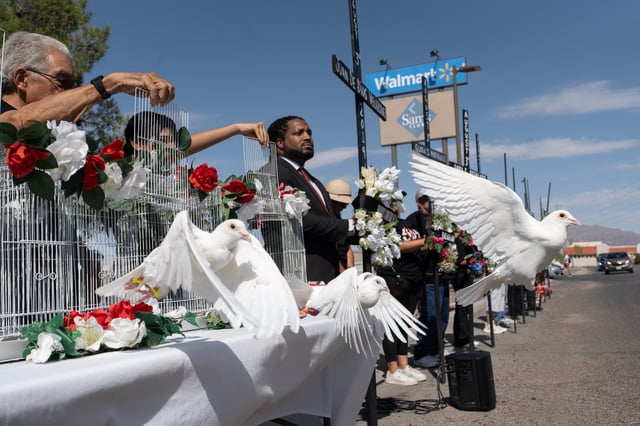 August 3, 2024: Doves are released during a memorial held on the fifth anniversary of the Aug. 3 Walmart mass shooting. The memorial was organized by the Border Network of Human Rights in El Paso, Texas.