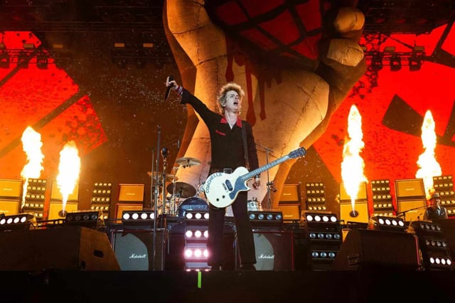Green Day performs on the main stage during weekend two of the Coachella Valley Music and Arts Festival in Indio on Saturday, April 19, 2025. (Photo by Drew A. Kelley, Press-Telegram/SCNG)