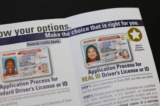 A pamphlet with an example of REAL ID. While the REAL ID law has been on the books and planned for 20 years, a final deadline date has quickly snuck up on people across the country who are running into scheduling bottlenecks with state offices. This is especially true in states that allow those living in the country illegally to get driver&#39;s licenses. (Eileen T. Meslar/Chicago Tribune)