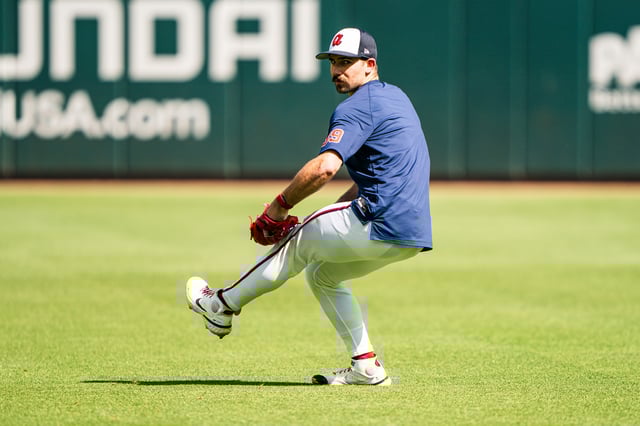 ATLANTA, GA - APRIL 18: Spencer Strider #99 of the Atlanta Braves throws during batting practice before the game against the Minnesota Twins at Truist Park on April 18, 2025 in Atlanta, Georgia.