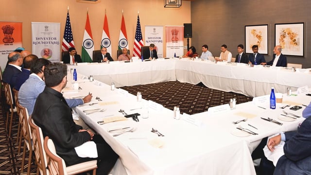 Union Minister for Finance and Corporate Affairs Nirmala Sitharaman attends Luncheon Roundtable with various pension fund managers and other institutional investors, in San Francisco, US