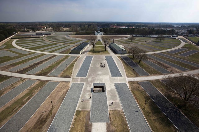 FILE — New stone fields mark the barracks of the Nazi death camp Sachsenhausen in Oranienburg, around 50 kilometres (31 miles) north of Berlin, April 20, 2012. (AP Photo/Markus Schreiber, File)