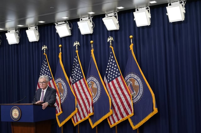 Federal Reserve Chair Jerome Powell speaks at a news conference Wednesday, Sept. 21, 2022, at the Federal Reserve Board Building, in Washington.  (AP Photo/Jacquelyn Martin)