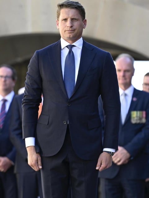 CANBERRA, AUSTRALIA – NewsWire Photos - February 3, 2025: Andrew Hastie, Shadow Defence Minister during the last post ceremony at the Australian War Memorial in Canberra. NewsWire / Martin Ollman
