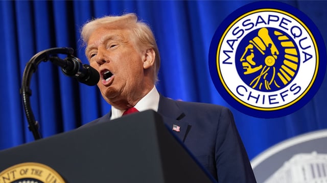 Massapequa Chiefs logo and Trump