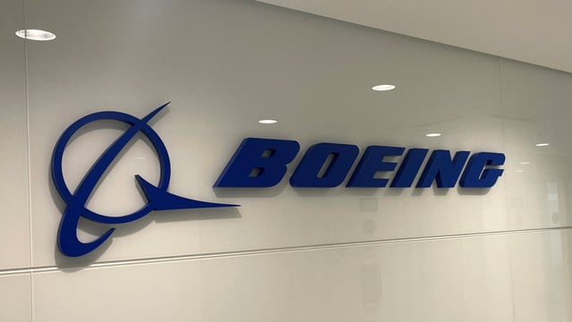 FILE PHOTO: A Boeing logo is seen at the company's technology and engineering center in Sao Jose dos Campos, Sao Paulo state, Brazil October 10, 2023. REUTERS/Gabriel Araujo/File Photo