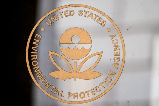 The seal of the Environmental Protection Agency outside the agency's headquarters in Washington, D.C., on Feb. 18, 2025.