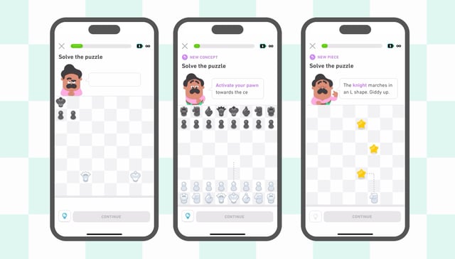 Duolingo's new chess course teaches users how each chess pieces move, how to spot tactical patterns and how to build a winning strategy. A beta version of the course launched for English Apple product users on April 22, 2025.