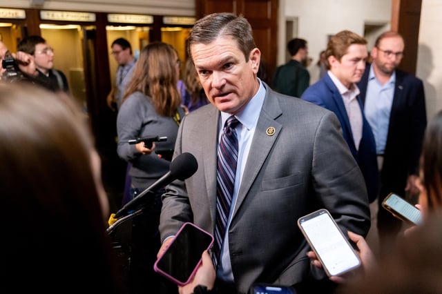 Representative Austin Scott speaks with reporters in Washington, D.C. on October 23, 2023.