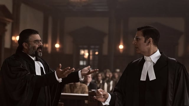 Kesari Chapter 2 box office collection day 5: R Madhavan and Akshay Kumar in a still from the film.