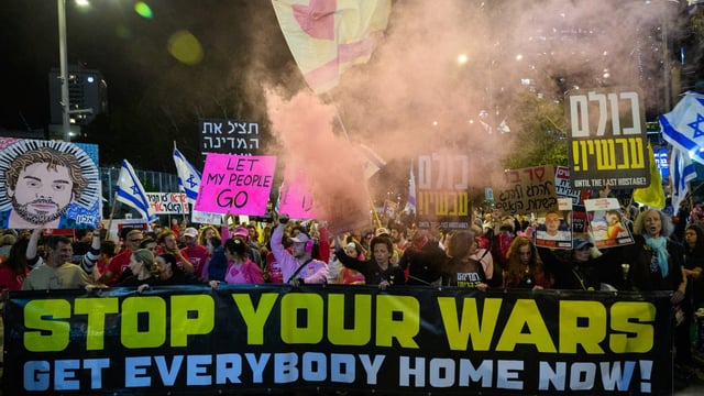 Protesters in Tel Aviv called for an end to the war this month