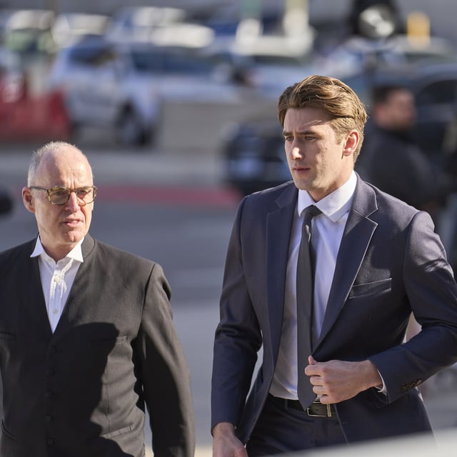 Former world junior hockey team player Michael McLeod, charged with sexual assault early last year in an incident in June, 2018, arrives at the courthouse in London, Ont., on April 22.