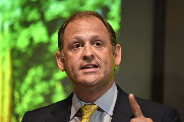 FILE - Rep. Andy Barr, R-Ky., speaks before a gathering to celebrate the 25th anniversary of the Kentucky Bourbon Trail at the Frazier History Museum in Louisville, Ky., June 20, 2024. (AP Photo/Timothy D. Easley, File)