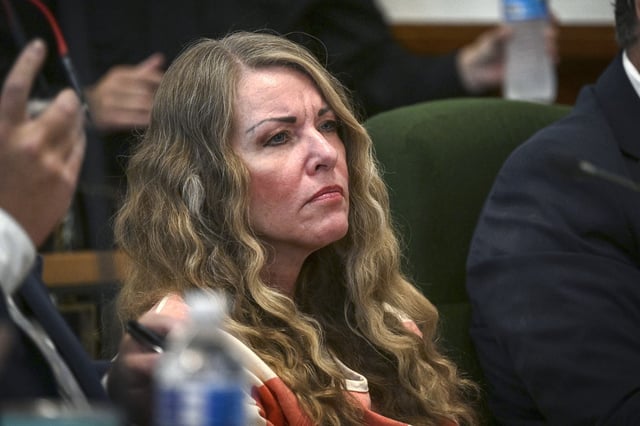 Lori Vallow Daybell sits during her sentencing hearing at the Fremont County Courthouse in St. Anthony, Idaho on July 31, 2023.