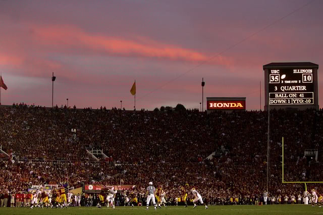 FILE: Sunset at the Rose Bowl on Jan. 1, 2008, in Pasadena, Calif.