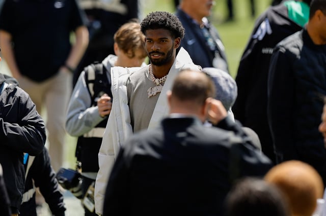 Apr 19, 2025; Boulder, CO, USA; Colorado Buffaloes former player Shedeur Sanders before the spring game at Folsom Field. Mandatory Credit: Isaiah J. Downing-Imagn Images/File Photo
