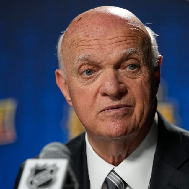 FILE - New York Islanders president and general manager Lou Lamoriello responds to questions after the second day of the NHL hockey draft, June 29, 2023, in Nashville, Tenn. (AP Photo/George Walker IV, file)