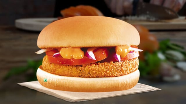 The burger with an Indian connection is being served at an outlet dubbed McDonald’s Global Menu Restaurant. 