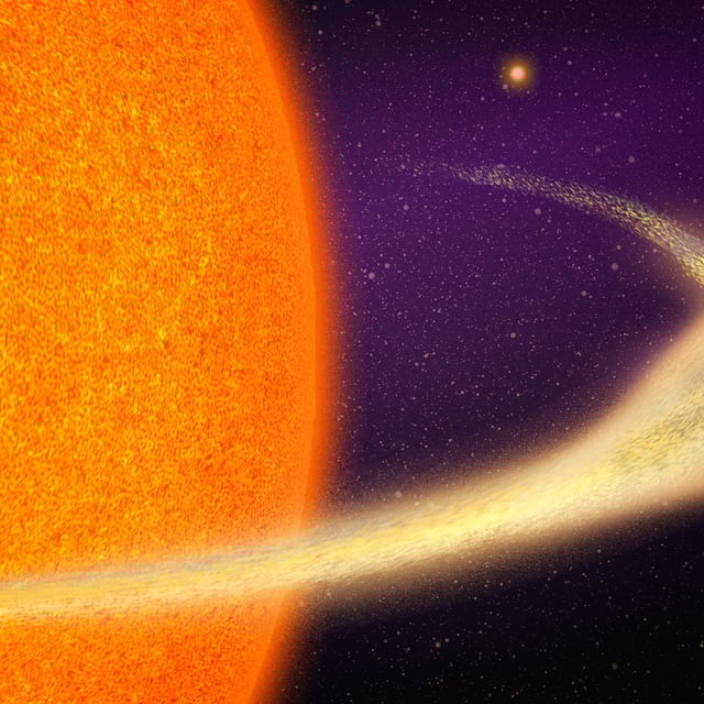 Ein zerfallender Planet umkreist einen Riesenstern.