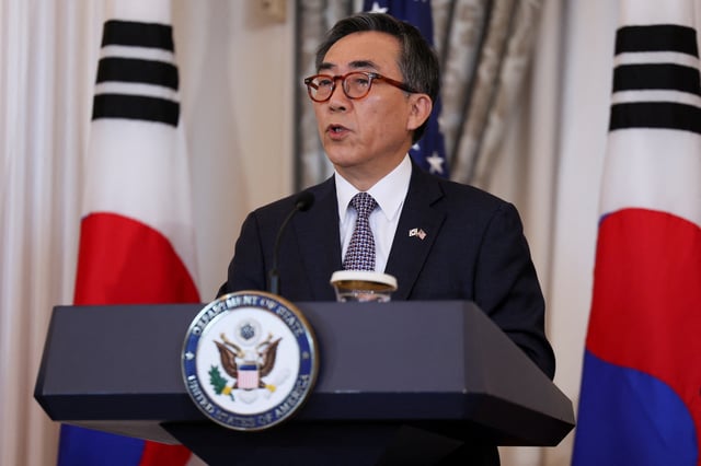 South Korean Foreign Minister Cho Tae-yul attends a joint press conference during a 2+2 meeting, at the State Department in Washington, U.S., October 31, 2024. REUTERS/Leah Millis