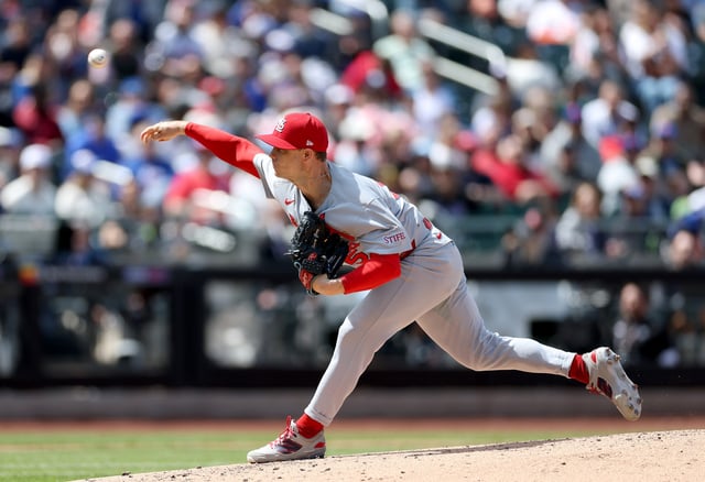 NEW YORK, NEW YORK - APRIL 20: Sonny Gray #54 of the St. Louis Cardinals delivers a pitch in the first inning against the New York Mets at Citi Field on April 20, 2025 in the Flushing neighborhood of the Queens borough of New York City.