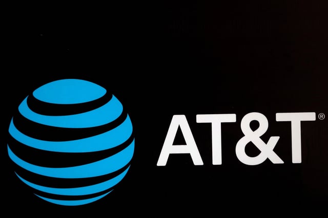 The AT&T logo is pictured during the Forbes Forum 2017 in Mexico City, Mexico, September 18, 2017. REUTERS/Edgard Garrido/File Photo