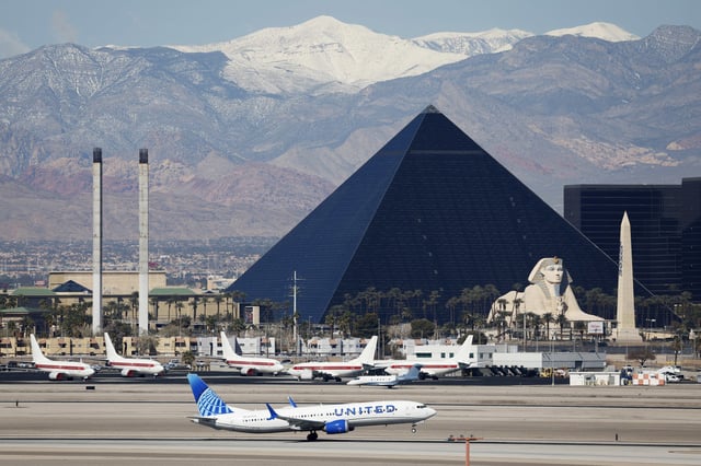 Planes on the tarmac at Harry Reid International Airport in Las Vegas on March 15.