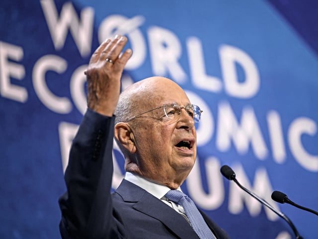 Founder and executive chairman of the World Economic Forum Klaus Schwab delivers remarks at the Congress centre during the World Economic Forum (WEF) annual meeting in Davos on May 23, 2022. (Photo by Fabrice COFFRINI / AFP) (Photo by FABRICE COFFRINI/AFP via Getty Images)
