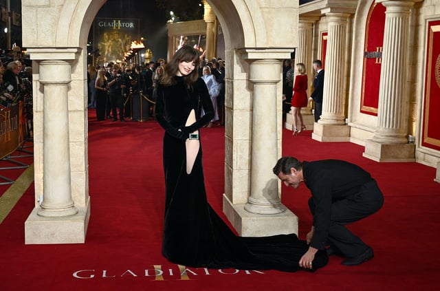 Pedro Pascal is pictured with his sister Lux at the global premiere of "Gladiator II" in London last year.