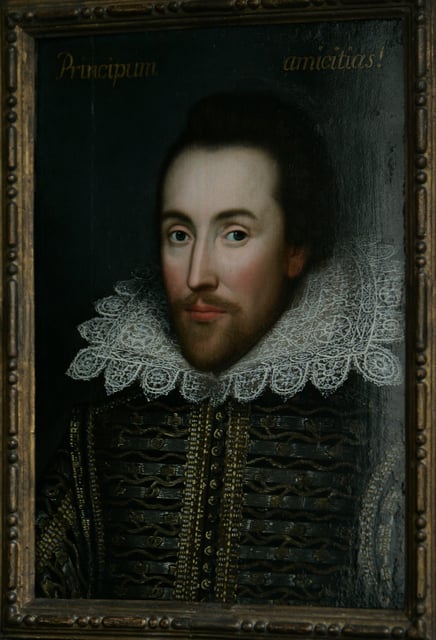 Portrait of William Shakespeare, presented by the Shakespeare Birthplace trust, is seen in central London, Monday March 9, 2009.