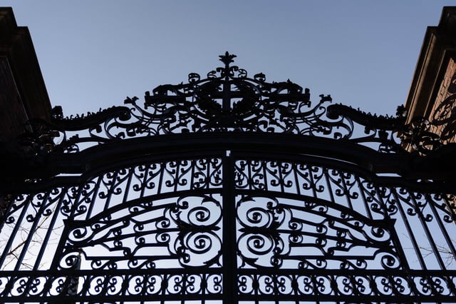 The gates to Harvard University as seen on April 17, 2025.