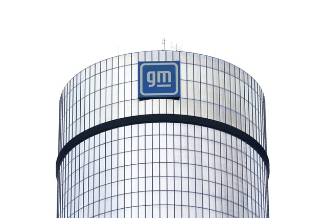 FILE - A General Motors logo is seen on a building, April 24, 2024, in Detroit. (AP Photo/Paul Sancya, File)