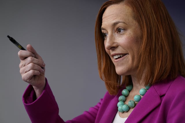 FILE - White House press secretary Jen Psaki speaks during a press briefing at the White House, Jan. 28, 2021, in Washington. (AP Photo/Evan Vucci, File)