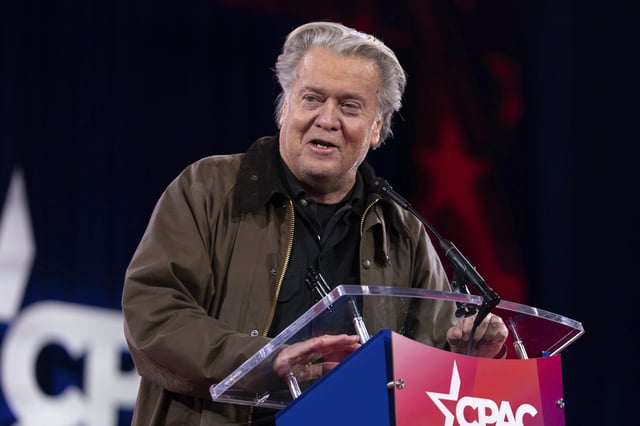 Steve Bannon speaks at the Conservative Political Action Conference, CPAC, at the Gaylord National Resort &amp; Convention Center, Thursday, Feb. 20, 2025, in Oxon Hill, Md.