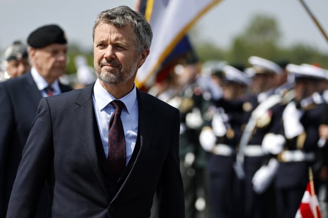 FILE - Denmark's King Frederik X attends a ceremony at the Danish monument outside of Sainte Marie du Mont, Normandy, France, Thursday, June 6, 2024. (AP Photo/Jeremias Gonzalez, File)