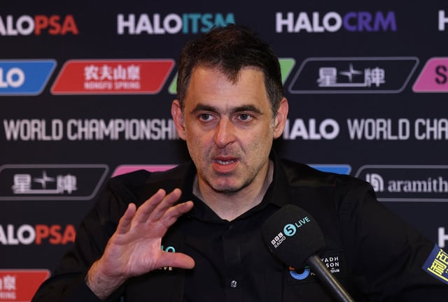 Snooker - World Snooker Championship - The Crucible Theatre, Sheffield, Britain  - April 23, 2025 England's Ronnie O'Sullivan during a press conference after winning his first round match against England's Ali Carter Action Images via Reuters/Lee Smith