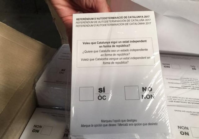Papeleta confiscada de votación del 1-O, en las semanas previas al referéndum