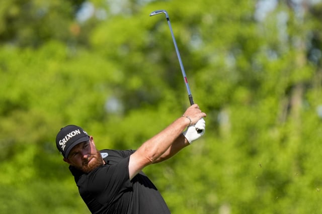 Apr 13, 2025; Augusta, Georgia, USA; Shane Lowry tees off on no. 12 during the final round of the Masters Tournament at Augusta National Golf Club. Mandatory Credit: Katie Goodale-Imagn Images/File Photo