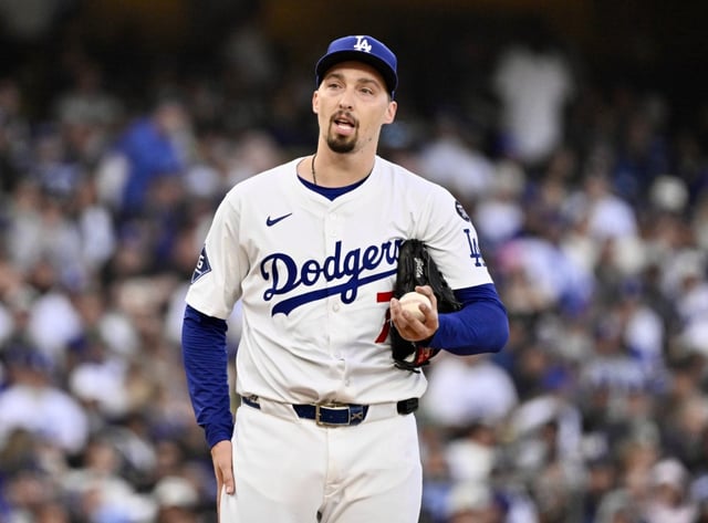 Dodgers starting pitcher Blake Snell has been shut down again after he felt renewed discomfort in his shoulder. He will be re-examined when the team returns to Los Angeles. (Photo by Keith Birmingham, Orange County Register/SCNG)