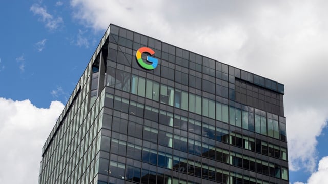 Exterior view of Google's office building at 325 Main Street in Cambridge, Massachusetts. Google LLC is an American technology company headquartered in Mountain View, California.
