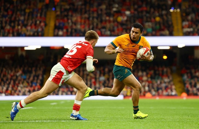 Rugby Union - Autumn Internationals - Wales v Australia - Millennium Stadium, Cardiff, Wales, Britain - November 17, 2024 Australia's Len Ikitau in action before scoring a try Action Images via Reuters/Matthew Childs/File Photo