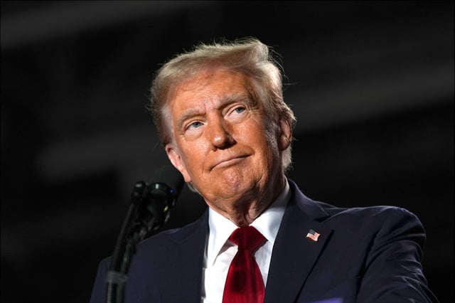 Then-former President Donald Trump at a campaign rally at Macomb Community College, in Warren, Mich., on Nov. 1, 2024.