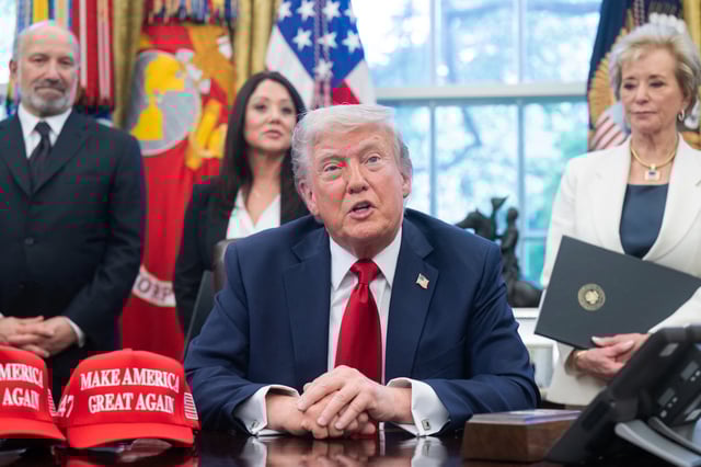 Donald Trump s’exprime depuis la Maison Blanche, le mercredi 23 avril 2025.
