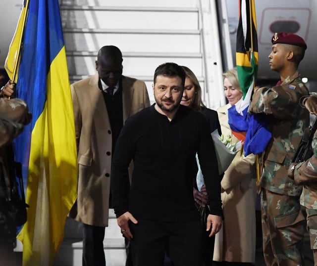 President Zelensky arriving in South Africa on Thursday. He is now heading back to Kyiv